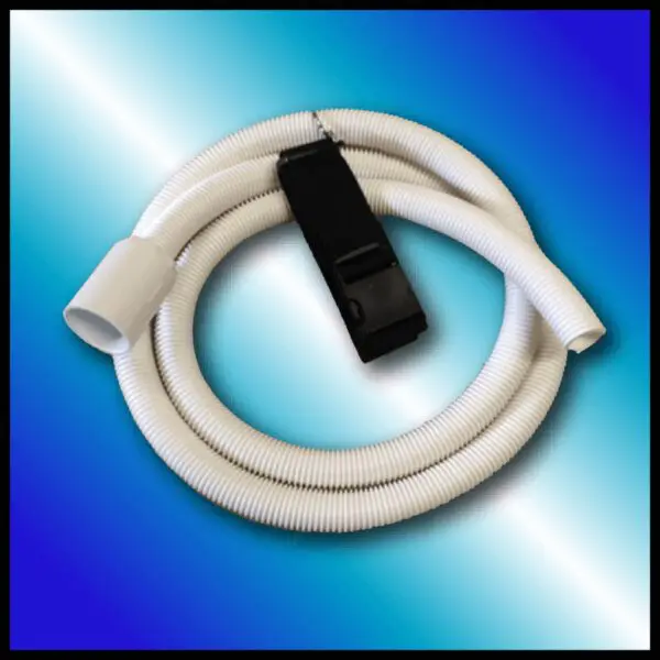 A white colored ratchet respirator shield with breathing tube