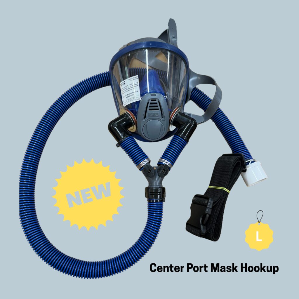 Cool air respirator mask with center point connection