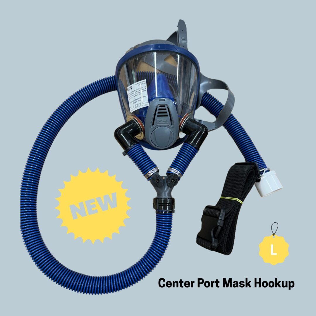 Cool air respirator mask with center point connection